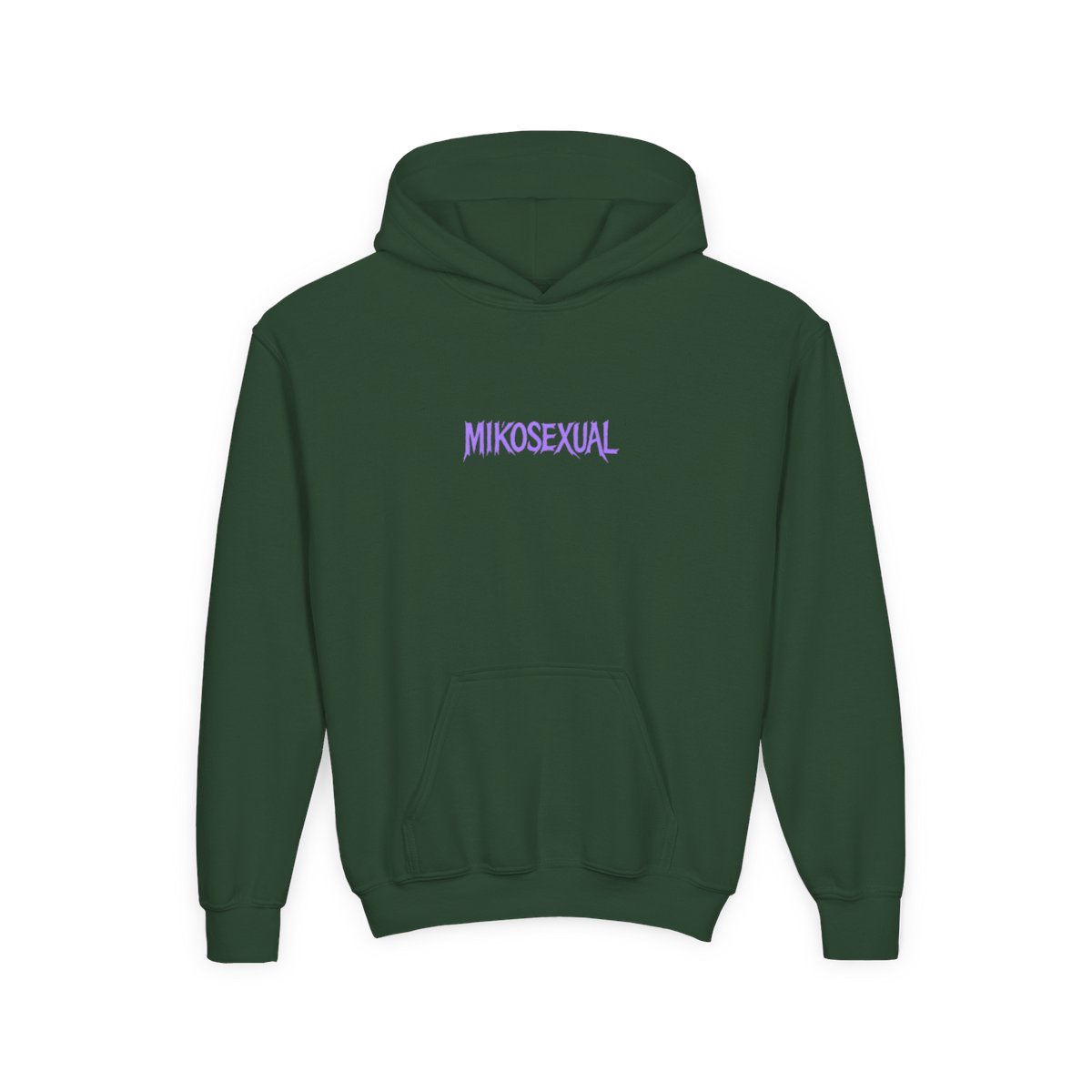Mikosexual Purple White Graphic Kids Hoodie - alternate angle 2, merchandise